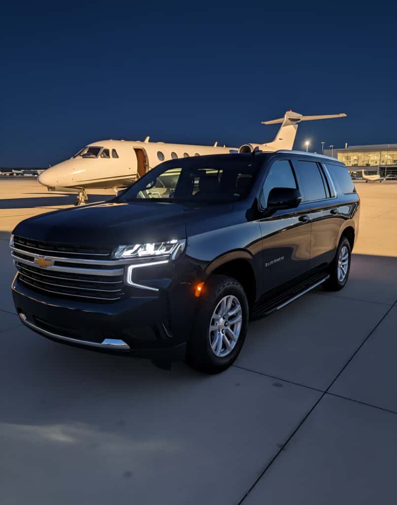 A black SUV at an airport - AB Premium (Luxury limo)